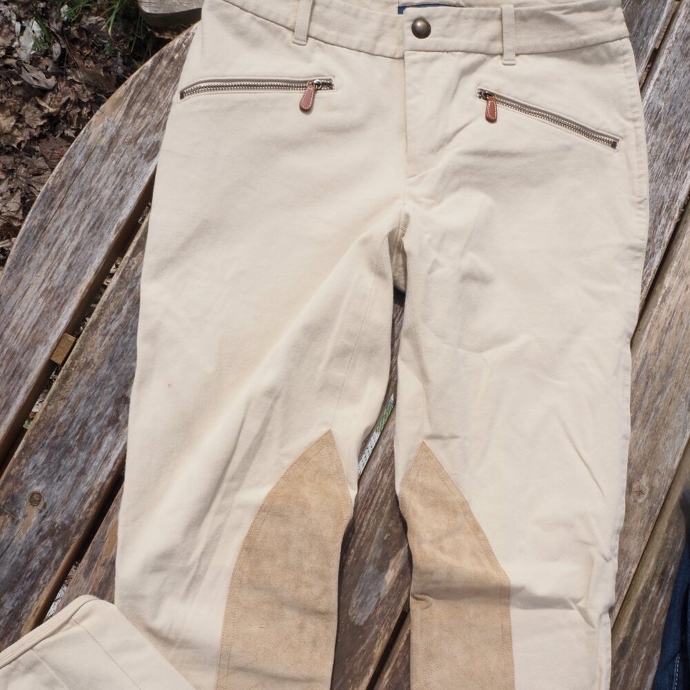 Ralph Lauren Equestrian Skinny Khaki Suede Ponte Jodhpur Pants